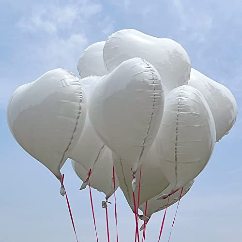 FVCENT Ballons Herz Helium Herz Folienballon 30 Stück Helium Luftballons Herzluftballons Heliumballon Folienballon Hochzeit Folienluftballon (Weiß)