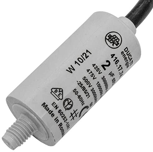 Lumonic Anlaufkondensator 416.17.74 A [inkl. Kabel 35cm] | Motorkondensator 2µF 475V 25x49mm I Kondensator im isolierten Kunststoffgehäuse