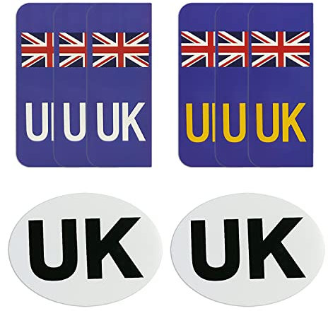 LSYYSL 2 x magnetische, ovale UK-Auto-Aufkleber, 6 x UK-Kennzeichen-Aufkleber, wasserdichter Sonnenschutz, leicht zu entfernen und keine Kratzer, geeignet für europäische Straßen, Brexit-Autos