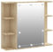 vidaXL Spiegelschrank, Wandregal mit LED-Leuchten, Wandschrank mit viel Stauraum, Schminkspiegel mit Ablagen Schrank Badezimmer, Sonoma-Eiche