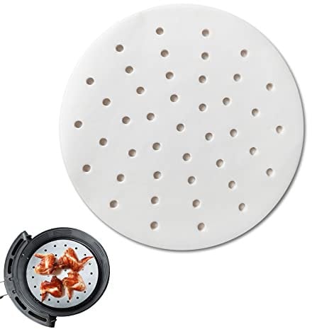 200 Pezzi Carta Forno per Friggitrice ad Aria,17.8cm di Diametro Rotonda Tappetino Antiaderenti Perforato Pergamena Carta, 7 Pollici per Friggitrici e Vaporiere