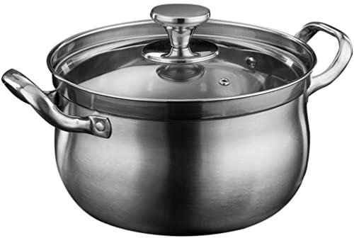 Cabilock Kochtopf Edelstahl Induktion Bratentopf Suppentopf Edelstahl Suppe Topf Chinesischer Feuertopf Hot Pot Topf Hotpot Stockpot Wok Heißer Topf für Kochgeschirr 24CM Großer Topf