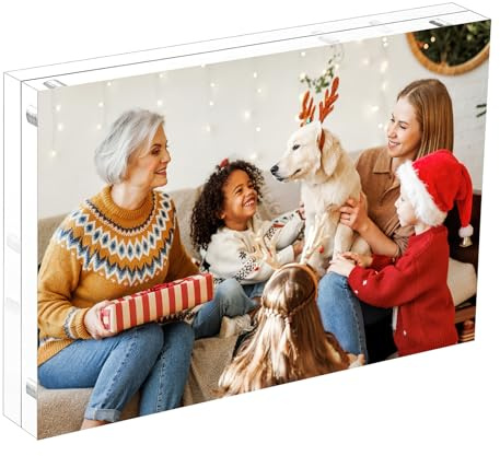 HIIMIEI Acrylic Photo Frame 13x18cm, Magnetic Double Block Picture Frame | 20% Thicker than Most, Free Standing Desktop, Desktop Frameless Photograph Display