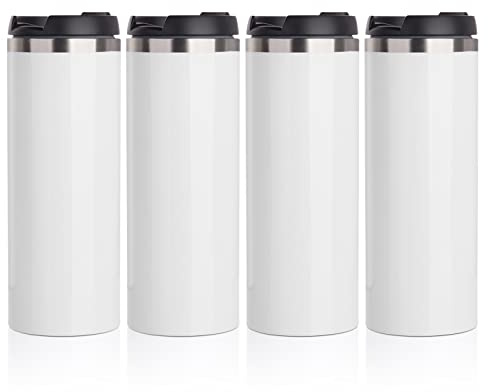 PYD Life 4 Pack 14 OZ Sublimation Coffee Tumblers Water Bottles with Lid | Double Wall Stainless Steel Cups Vacuum Insulated Flasks for Tumbler Heat Press Sublimation Oven Printing