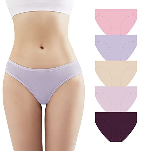 YADIFEN Underwear for Women, Cotton Knickers Low Rise Waisted Stretchy Panties, Breathable Bikini Ladies Briefs Hipster Black Pants