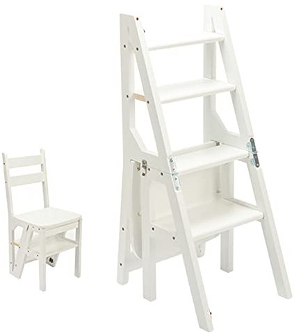 Silla De Escalera Plegable De Madera Convertible De 4 Niveles Escalera Plegable Soporte De Exhibición para Taburete De Casa Y Estante De Almacenamiento (Color : B, S : 90 * 35 * 45CM)