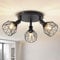 ANWIO deckenstrahler 3 flammig, vintage deckenlampe schwarz E14 drehbar, Deckenstrahler Schwarz mit rundem Sockel,Deckenstrahler,deckenlampe led, lampe wohnzimmer kinderzimmer (ohne Glühbirnen)