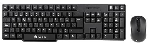 NGS Euphoria Kit lingua Portoghese (QWERTY) - Kit Tastiera e Mouse Wireless 2.4GHz, clic silenziosi. Compatibile con Mac/Windows/Linux/Android/Tablet/TV. Nero