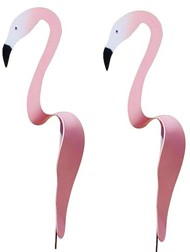 HOHXFYP 2 St¨¹ck Garten Windspiel, Wirbelvogel, Dynamische Gartenbrise Vogelornamente, Synchronisierte Bewegung, Skurriler Flamingo f¨¹r Terrassen Gartendekoration Im Freien(14in-Rosa)