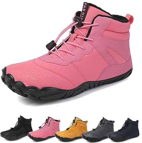Barefoot Winter Outdoor Shoes for Men and Women - Waterproof Autumn/Winter Footwear, Pink, 9 UK