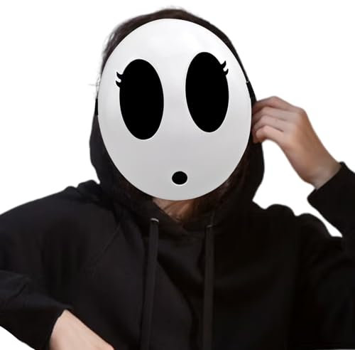 Yearsahrk Shy Guy Maske Halloween Funny Anime Spiel Weiße Voll Face Maske Halloween Kostüm Cosplay Requisiten Zubehör