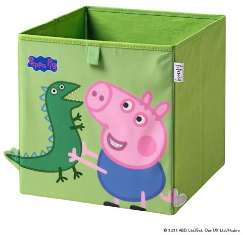 LIFENEY meets Peppa Wutz Aufbewahrungsbox für Kinder – Box mit George & Dino Motiv zur Aufbewahrung von Spielzeug – 30 x 30 x 30 cm passend für klassische Würfelregale
