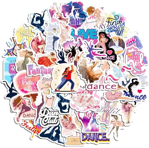 Elegant Ballet Dance Stickers for Girls & Teens, 50PCS Fantasy-Themed Vinyl Decals for Laptops, Water Bottles & Luggage - Inspirational Dance Gifts for Enthusiasts