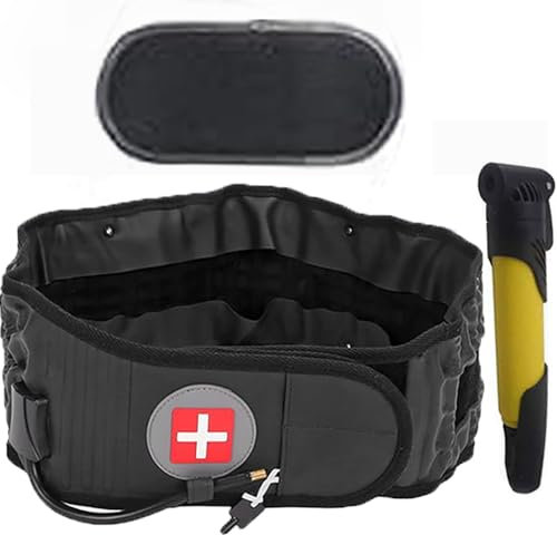 HEYOUTH Air-Gürtel Aufblasbar, Medizinischer Lendenwirbelstützgurt mit Luftpumpe & Verlängerungsband, Einheitsgröße 29-49 für Schmerzlinderung (Schwarz)