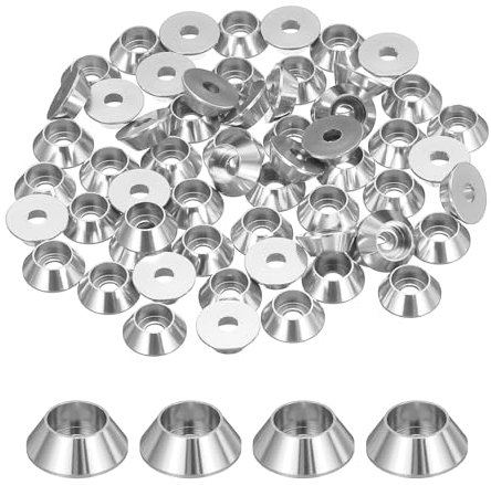 QUARKZMAN M3 Kegelbecher-Unterlegscheiben, eloxierte Aluminium-Dichtungen für Schrauben RC/FPV/PC/Drone/Mechanische Zubehörteile Modellteile, Packung mit 60 (Silber)