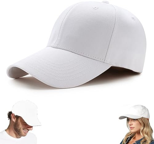 QEEROYO Basecap Unisex, Baseball Cap Herren Damen, Einstellbare Kappe mit Schirm, Sonnenschutz Baseballkappe für Outdoor Running Tennis Golf Reisen, Weiß