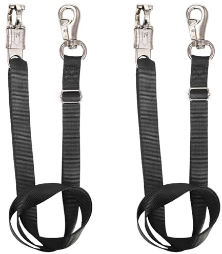Cididu 2 Pack Cross Ties for Horse, Nylon Trailer Tie with Strong Panic Snap and Bull Snap, Heavy Duty Adjustable from 44.5 to 78.3 Hanging Strap for Water Buckets and Outdoor Feeders