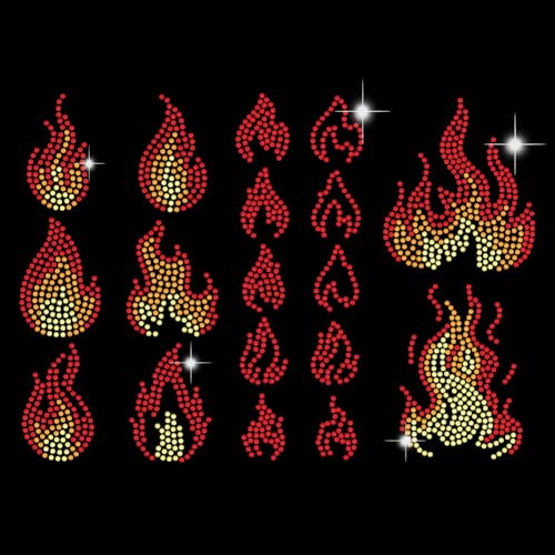 ORIGACH Kleine Flammen Strass Hotfix Aufbügeln, Wärmeübertragungs Aufkleber Bling Kleidungsreparatur Dekoration Kleidung Reparatur Applique Für T Shirt Jacke Taschen Kleidungsstücke