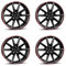 4x Borbet Felgen LX18 8x18 ET40 5x114,3 black glossy rim red kompatibel mit Hyundai Coupé Grandeur i20 N i30 i40 Ioniq 6 iX20 iX35 Kona Nexo