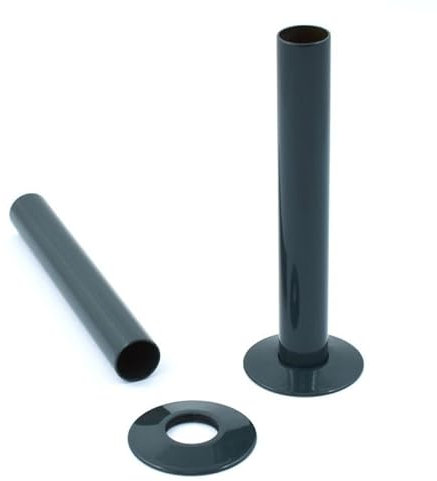 Anthracite Pipe Shrouds & Collars Pair for Radiators & Towel Rails 130mm