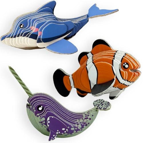 Universal Castle 3D Tiere Modelle 3 IN 1 Pappe DIY Bastelset for Kinder Abenteuer Packung Teilen Puzzle Spielzeug Spaß Geschenk (Under The Sea)