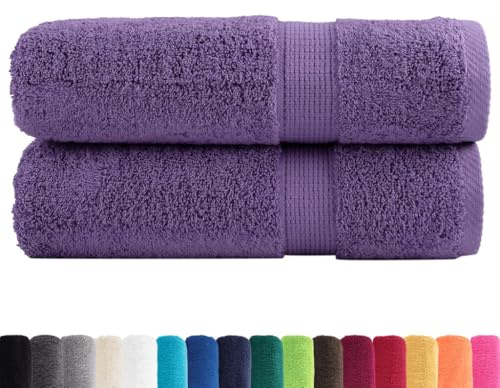 vidaXL Premium Handtücher 2 STK., Handtuch mit Schlaufen, Gästetuch Saugfähig, Badetücher Duschtücher, Lila 50x100cm 600g/m² 100% Baumwolle