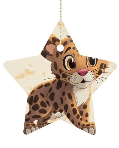 Weihnachtsbaumschmuck, Tiger-Druck, Weihnachtsschmuck, Freundschaftsgeschenke für Freunde, weibliche Frauen, sternförmig