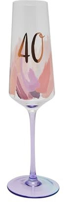 Widdop and Co Celebrations - Hotchpotch - 40th Birthday Luxe Brushstroke Birthday Champagne/Prosecco Flute Drinking Glass - Premium Kitchenware, Gifting & Homeware - Boxed & Ready to Gift.