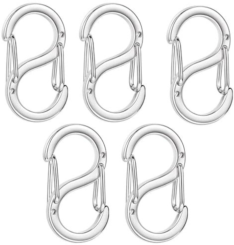 5 Stück Armband Verschluss, Doppelöffnungs Verkürzer Verschluss, Karabinerverschluss mit Doppelter Öffnung, Edelstahl-Halsketten-Armbandverkürzer, Edelstahl S Lock Armband Verbindungsstück(Silber)