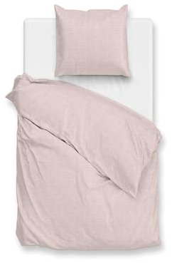 Zo!Home Flanell Bettwäsche 155x220 Flanella di Lino Shell Nude Uni Melange rosa