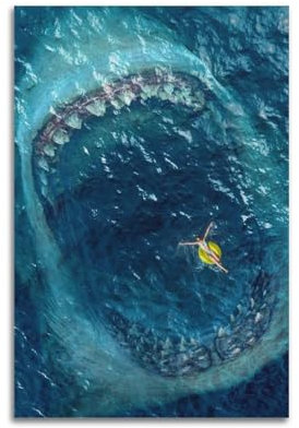 JTLFXY Kunstposter mit Meerestieren, weißer Hai, der Menschen frisst, dekorative Malerei, Leinwand, Wandposter und Kunstdruck, moderne Familienschlafzimmer-Dekoration, Poster, 30 x 45 cm