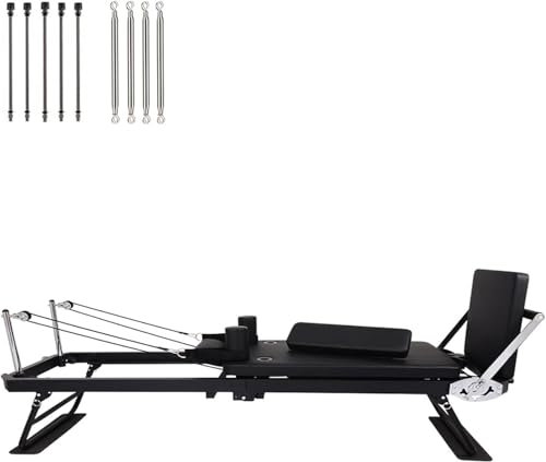 ZLZNX Pilates Geräte Zuhause Pilates Reformer Machine Zuhause und Fitnessstudio Faltbar Leicht zu Bewegen,Schwarz