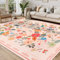 Homcomodar Teppich Wohnzimmer 200x290cm Kurzflor Teppich Vintage Floral Waschbarer Teppiche Wohnzimmer für Schlafzimmer Kinderzimmer(Rosa)