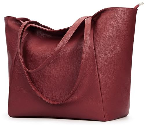 KALIDI Handtasche Damen Shopper Tasche Tote Bag PU Leder Große Schultertasche mit Reißverschluss für Arbeit,Einkauf,Schule
