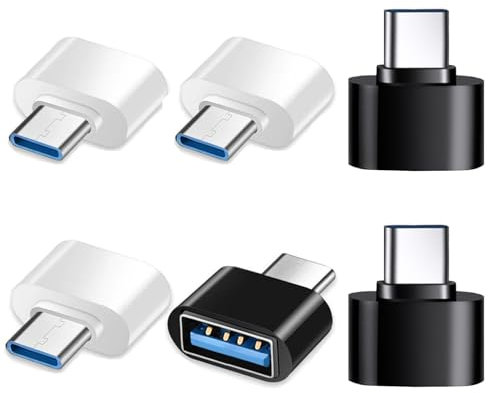 SELIACR Adaptador USB C (6 Piezas), Adaptador USB C a USBA OTG Compatible con Huawei Samsung Galaxy S22 S21 S20 Pixel Xiaomi MacBook Pro Tipo C Teléfonos, Tablets y Más (Blanco y Negro)
