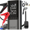 Booster Batterie Voiture 6000A 10000mAh-Démarreur de Batterie 12V Essence & Diesel–Compresseur d'Air 150PSI avec Affichage Intelligent–Chargeur USB Rapide–Éclairage LED & Mode SOS–Portable