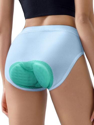 ARESFUEL Short de Cyclisme rembourré Short de Cyclisme pour Femmes Slip Triangulaire Respirant avec Rembourrage 5004 Bleu Clair M