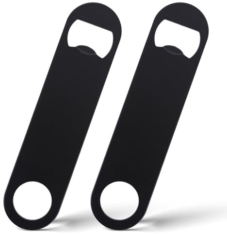 HJZHII Lot de 2 décapsuleurs noirs en acier inoxydable, décapsuleur plat de 12 cm pour barman, pour cuisine, bar, restaurant