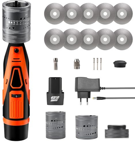 12V Tungsten Electrode Sharpener Grinder, 6 Sizes 8 Angles Head,Cordless Tungsten Grinder for tig Welding with Flat Grinding Block, Cut-Off Slot, Multi-Angle & Offsets