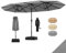 RELAX4LIFE Grand Parasol Double avec Pied 460X270 CM, Grand Parasol de Jardin Extérieur avec Manivelle, Polyester Anti-UV, Ventilé, 2 Sacs de Sable, Facile à Monter pour Terrasse Marché (Gris Foncé)