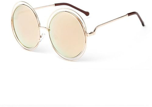 DENUVI Occhiali da sole rotondi da donna in lega con montatura cava, occhiali da sole rotondi UV400, rosa dorato