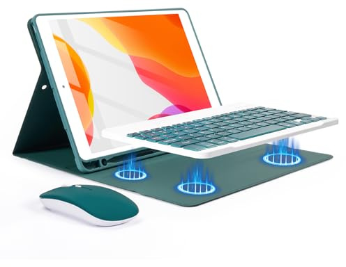 kantaj Custodia con tastiera e mouse per iPad da 10,2 pollici, 9a 8a e 7a generazione, custodia con tastiera Bluetooth wireless da 10,2 pollici con portamatite per iPad Air 10,5 (3a generazione)/iPad
