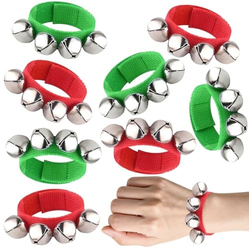 8 Stück Armbandglöckchen, PLULON Percussion-Instrumente Weihnachtsband Knöchelglöckchen Musikalisches Rhythmusspielzeug Weihnachtsfeier Dekoration Gastgeschenke
