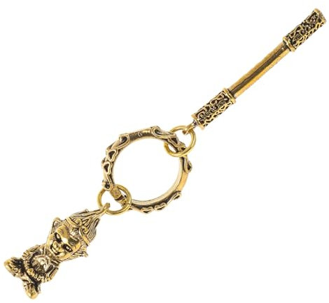 Veemoon Glücks Schlüsselanhänger Affenfigur aus Kupfer, Gold, Kleiner