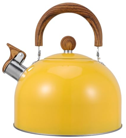Amosfun Stainless Steel Whistling Kettle for Stovetop with Foldable Non Slip Handle Flat Bottom for Efficient Heating Compatible with Gas Electric Induction Hobs for Home Camping Apartment