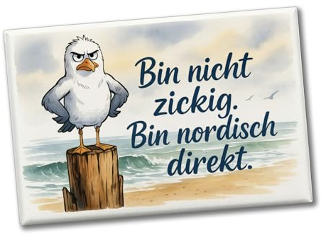speecheese Souvenir Magnet Möwe am Strand Souvenir mit nordischem Humor | lustiger als Hingucker im Büro