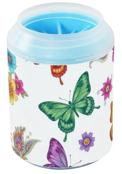 ODAWA Pfotenreiniger für Hunde, bunt, Schmetterlinge, Blumen, Paisley, Silikon, Pfotenreiniger