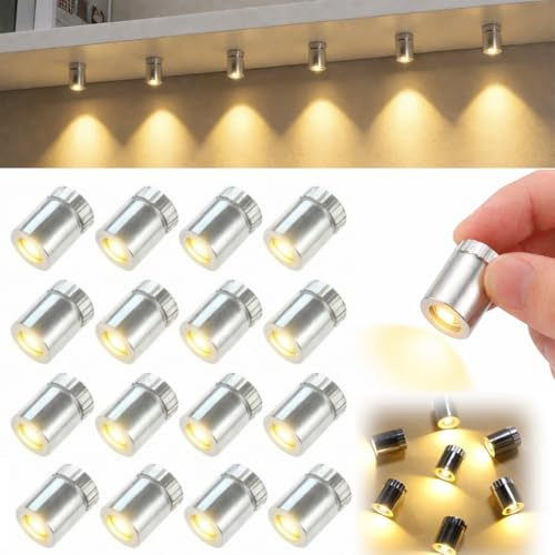 16 Pcs Mini LED Lights, Small LED Lights Battery Operated, Miniature Tiny LED Lights for DIY Crafts, Doll House Decoration, Paper Lanterns, Weddings Party, Wall decoration, Display Cabinet, Warm White
