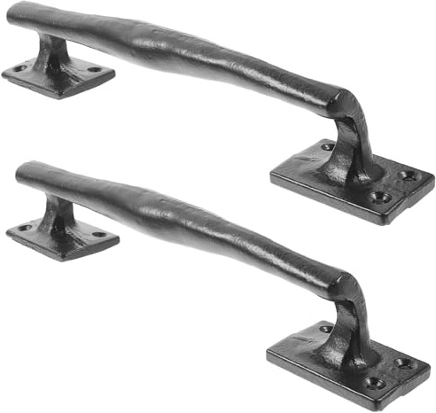 2 Poignées de Porte de Grange Rustiques en Fer Noir, Résistant | Usage Intérieur et Extérieur, pour Portes Épaisses en Bois, Cabines et Portails de Clôture