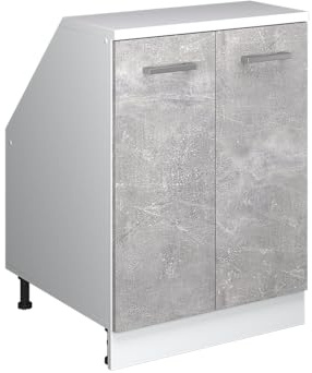 Vicco Dachschrägenschrank Rion, Beton/Weiß | B60 x T60 cm, mit 2 Türen, platzsparend für Dachschrägen